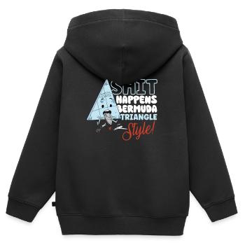 Mystérieuses disparitions forcées dans le Triangle des Bermudes - Sweat Premium à capuche zippé enfant bio - noir - Dos - AI Model Kid Male (0cm)