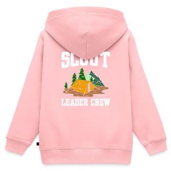 Équipage de chef scout - Sweat Premium à capuche zippé enfant bio - rose - Dos - AI Model Kid Female (0cm)