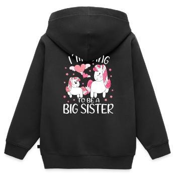 Going To Be A Big Sister Deer promu Grande Sœur - Sweat Premium à capuche zippé enfant bio - noir - Dos - AI Model Kid Male (0cm)