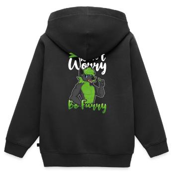 Ehrfürchtiger Fuchs Stolzes pelziges Schwanzohr pelzige Person sein - Kinder Premium Organic Zip Hoodie - Schwarz - Hinten - AI Model Kid Male (0cm)
