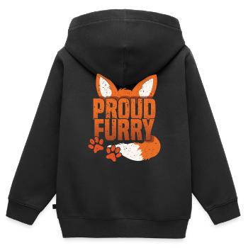 Stolzer pelziger Schwanz Ohr pelzige Person Fuchs Cosplay - Kinder Premium Organic Zip Hoodie - Schwarz - Hinten - AI Model Kid Male (0cm)