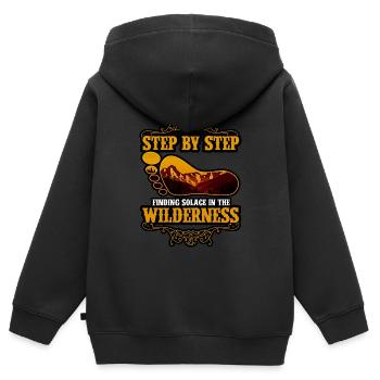 Step By Step Finding Solace In The Wilderness - Kids Premium Organic Zip-up Hoodie - black - Back - AI Model Kid Male (0cm)