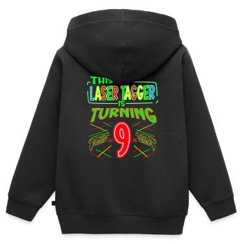 This Laser Tagger Is Turning 9 Years Old Laser Tag - Kinder Premium Organic Zip Hoodie - Schwarz - Hinten - AI Model Kid Male (0cm)