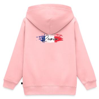 Réunion - Sweat Premium à capuche zippé enfant bio - rose - Dos - AI Model Kid Female (0cm)