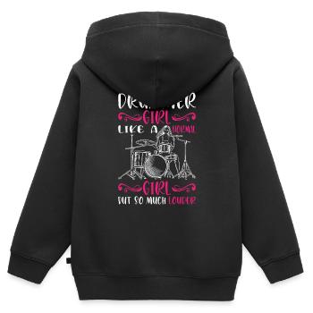 DrummerGirl Like A Normal Girl But So Much Louder2 - Kids Premium Organic Zip-up Hoodie - black - Back - AI Model Kid Male (0cm)