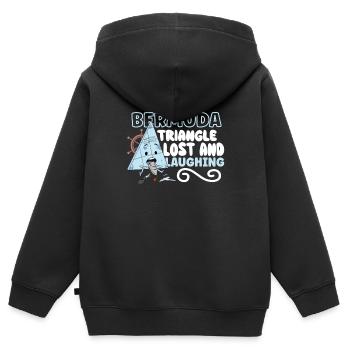 Mystérieuses disparitions forcées dans le Triangle des Bermudes - Sweat Premium à capuche zippé enfant bio - noir - Dos - AI Model Kid Male (0cm)