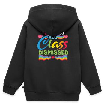 Jour d’école heureux Dernière classe arc-en-ciel rejetée - Sweat Premium à capuche zippé enfant bio - noir - Dos - AI Model Kid Male (0cm)