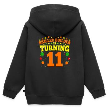 11th birthday Boy Brick Builder 11 Years Old Gifts - Kinder Premium Organic Zip Hoodie - Schwarz - Hinten - AI Model Kid Male (0cm)