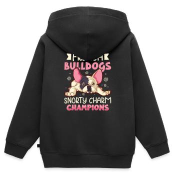 french bulldog english bulldog dog lover bulldog - Kinder Premium Organic Zip Hoodie - Schwarz - Hinten - AI Model Kid Male (0cm)