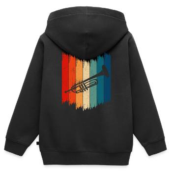 Retro Trumpet Vintage Trumpet - Kids Premium Organic Zip-up Hoodie - black - Back - AI Model Kid Male (0cm)