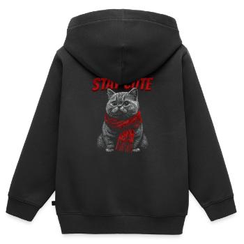 Echarpe de chat Restez mignon - Sweat Premium à capuche zippé enfant bio - noir - Dos - AI Model Kid Male (0cm)