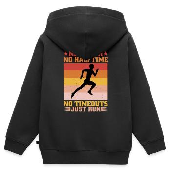 Pas de banc Pas de mi-temps Pas de temps mort juste courir - Sweat Premium à capuche zippé enfant bio - noir - Dos - AI Model Kid Male (0cm)