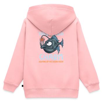 Pêche à la lotte sous l’eau en haute mer - Sweat Premium à capuche zippé enfant bio - rose - Dos - AI Model Kid Female (0cm)