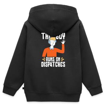 Garçon du centre de contrôle des appels d’urgence - Sweat Premium à capuche zippé enfant bio - noir - Dos - AI Model Kid Male (0cm)