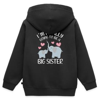 Je vais enfin être une grande sœur éléphant - Sweat Premium à capuche zippé enfant bio - noir - Dos - AI Model Kid Male (0cm)