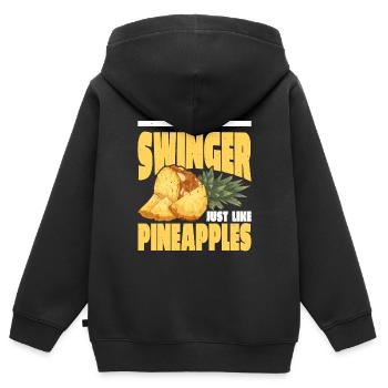 Not A Swinger, Just Like Pineapples - Kinder Premium Organic Zip Hoodie - Schwarz - Hinten - AI Model Kid Male (0cm)