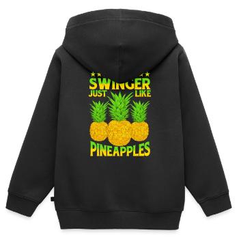 Not A Swinger, Just Like Pineapples 2 - Kinder Premium Organic Zip Hoodie - Schwarz - Hinten - AI Model Kid Male (0cm)