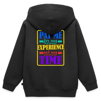 Payez-moi pour mon expérience, pas pour mon temps - Sweat Premium à capuche zippé enfant bio - noir - Dos - AI Model Kid Male (0cm)