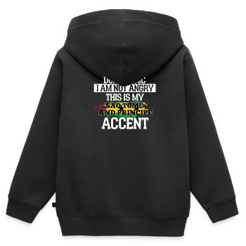 Sao Tome - Kinder Premium Organic Zip Hoodie - Schwarz - Hinten - AI Model Kid Male (0cm)