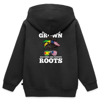 Sao Tome - Kinder Premium Organic Zip Hoodie - Schwarz - Hinten - AI Model Kid Male (0cm)