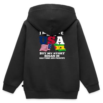 Sao Tome - Kinder Premium Organic Zip Hoodie - Schwarz - Hinten - AI Model Kid Male (0cm)