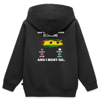 Sao Tome - Kinder Premium Organic Zip Hoodie - Schwarz - Hinten - AI Model Kid Male (0cm)