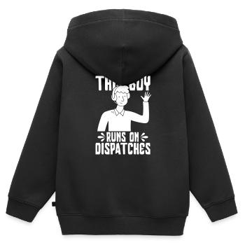 Garçon du centre de contrôle des appels d’urgence - Sweat Premium à capuche zippé enfant bio - noir - Dos - AI Model Kid Male (0cm)