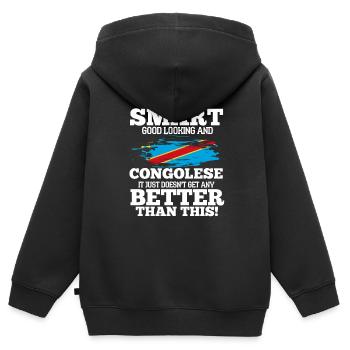 Congo - Sweat Premium à capuche zippé enfant bio - noir - Dos - AI Model Kid Male (0cm)