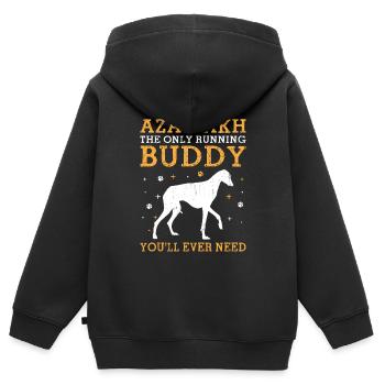 Azawakh Hundebesitzer Arabischer Windhund Tuareg Sloughi - Kinder Premium Organic Zip Hoodie - Schwarz - Hinten - AI Model Kid Male (0cm)