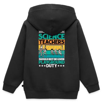 Les enseignants ne devraient pas être affectés à la cour de récréation 14 - Sweat Premium à capuche zippé enfant bio - noir - Dos - AI Model Kid Male (0cm)