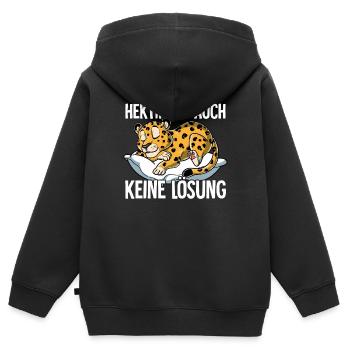 Hektik Ist Auch Keine Lösung - Kinder Premium Organic Zip Hoodie - Schwarz - Hinten - AI Model Kid Male (0cm)