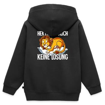 Hektik Ist Auch Keine Lösung - Kinder Premium Organic Zip Hoodie - Schwarz - Hinten - AI Model Kid Male (0cm)