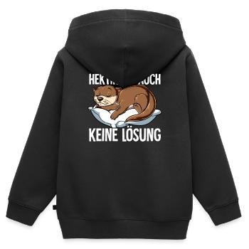 Hektik Ist Auch Keine Lösung - Kinder Premium Organic Zip Hoodie - Schwarz - Hinten - AI Model Kid Male (0cm)