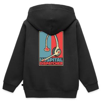 Notruf Leitstelle Einsatzzentrale Krankenhaus - Kinder Premium Organic Zip Hoodie - Schwarz - Hinten - AI Model Kid Male (0cm)