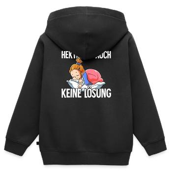 Hektik Ist Auch Keine Lösung - Kinder Premium Organic Zip Hoodie - Schwarz - Hinten - AI Model Kid Male (0cm)