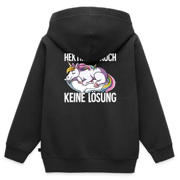Hektik Ist Auch Keine Lösung - Kinder Premium Organic Zip Hoodie - Schwarz - Hinten - AI Model Kid Male (0cm)