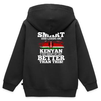 Kenya - Sweat Premium à capuche zippé enfant bio - noir - Dos - AI Model Kid Male (0cm)