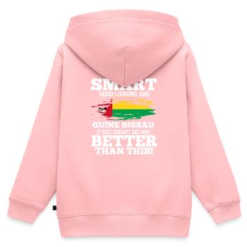 Guinée-Bissau - Sweat Premium à capuche zippé enfant bio - rose - Dos - AI Model Kid Female (0cm)