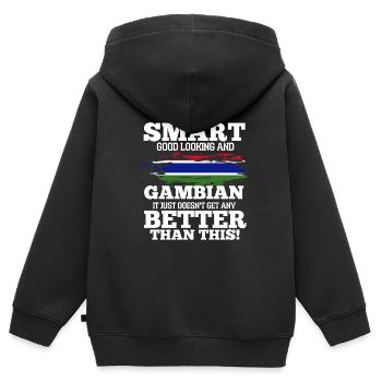 Ghana - Kinder Premium Organic Zip Hoodie - Schwarz - Hinten - AI Model Kid Male (0cm)