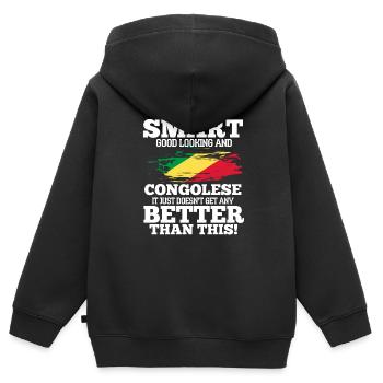 Congo - Sweat Premium à capuche zippé enfant bio - noir - Dos - AI Model Kid Male (0cm)