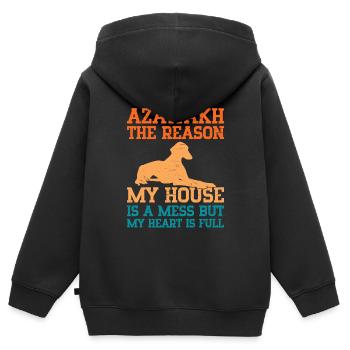 Azawakh Hundebesitzer Arabischer Windhund Tuareg Sloughi - Kinder Premium Organic Zip Hoodie - Schwarz - Hinten - AI Model Kid Male (0cm)
