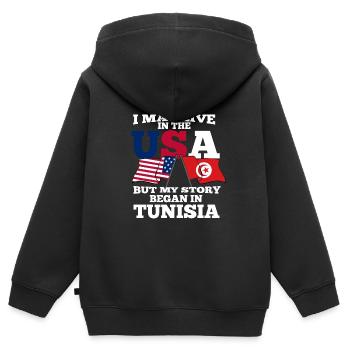 Tunesien - Kinder Premium Organic Zip Hoodie - Schwarz - Hinten - AI Model Kid Male (0cm)