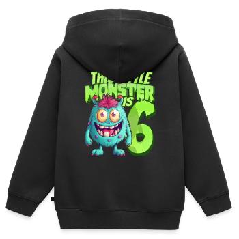 Dieses Kleine Monster Ist 6 - Sechs Jahre - 6. - Kinder Premium Organic Zip Hoodie - Schwarz - Hinten - AI Model Kid Male (0cm)