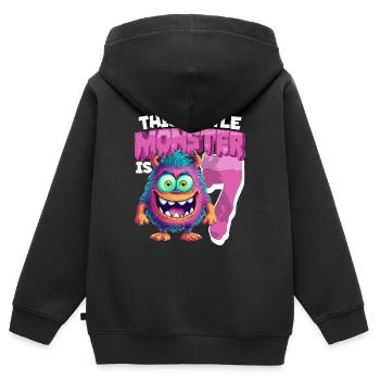 Dieses Kleine Monster Ist 7 - Sieben Jahre - 7. - Kinder Premium Organic Zip Hoodie - Schwarz - Hinten - AI Model Kid Male (0cm)