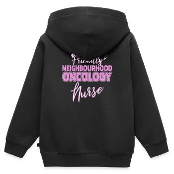 Krankenschwester Freundlich - Kinder Premium Organic Zip Hoodie - Schwarz - Hinten - AI Model Kid Male (0cm)