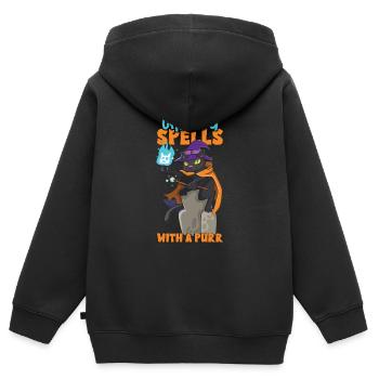 Cat Witch Occult Gothic Dark Satanic - Kids Premium Organic Zip-up Hoodie - black - Back - AI Model Kid Male (0cm)
