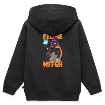 Cat Witch Occult Gothic Dark Satanic - Kids Premium Organic Zip-up Hoodie - black - Back - AI Model Kid Male (0cm)