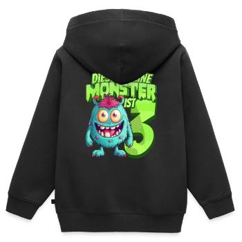 Dieses kleine Monster ist 3 - drei Jahre - 3. - Kinder Premium Organic Zip Hoodie - Schwarz - Hinten - AI Model Kid Male (0cm)