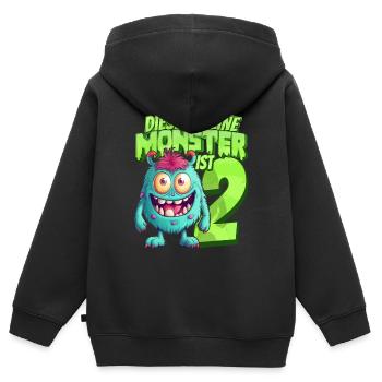 Dieses kleine Monster ist 2 - zwei Jahre - 2. - Kinder Premium Organic Zip Hoodie - Schwarz - Hinten - AI Model Kid Male (0cm)