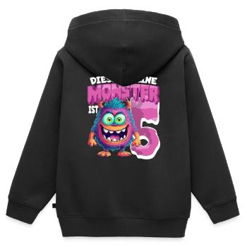 Dieses kleine Monster ist 5 - fünf Jahre - 5. - Kinder Premium Organic Zip Hoodie - Schwarz - Hinten - AI Model Kid Male (0cm)